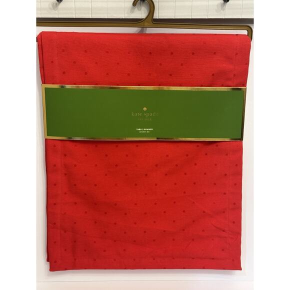 Kate Spade Larabee Dot Cranberry Red Table Runner 15" x 90" NEW - Picture 1 of 6